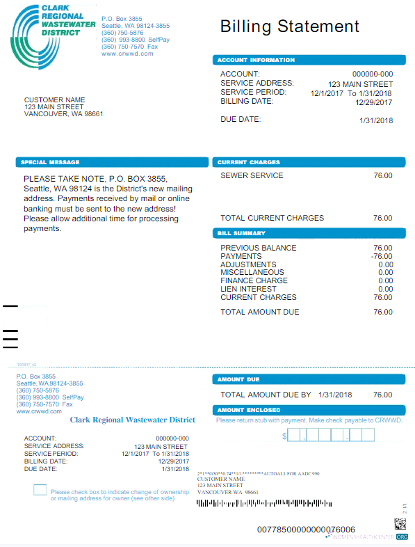 download download USA CRWWD utility bill Word and PDF template PDF template PDF template